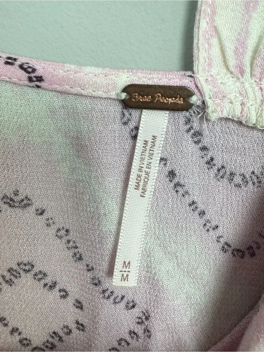 FREE PEOPLE | Asymmetrical Pastel Lavender-Pink Printed Cami Top Women’s Size M